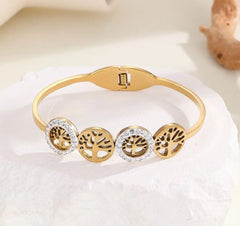 TREE OF LIFE BANGLE – 18K GOLD PLATED