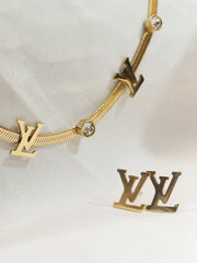 L-V STONE SNAKE CHAIN PENDANT SET