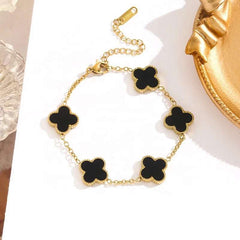 BLACK 5 CLOVER BRACELET